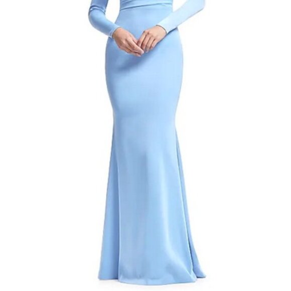 Dress The Population Sky Blue Delores Long Sleeve Evening Gown - Picture 2 of 6